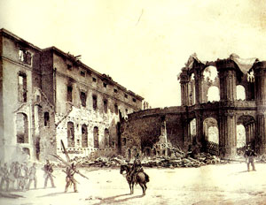 Ruine der Semperoper nach dem Aufstand von 1848-49