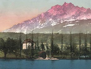 Tribschen am Vierwandstädter See mit Pilatus und Wagner-Haus